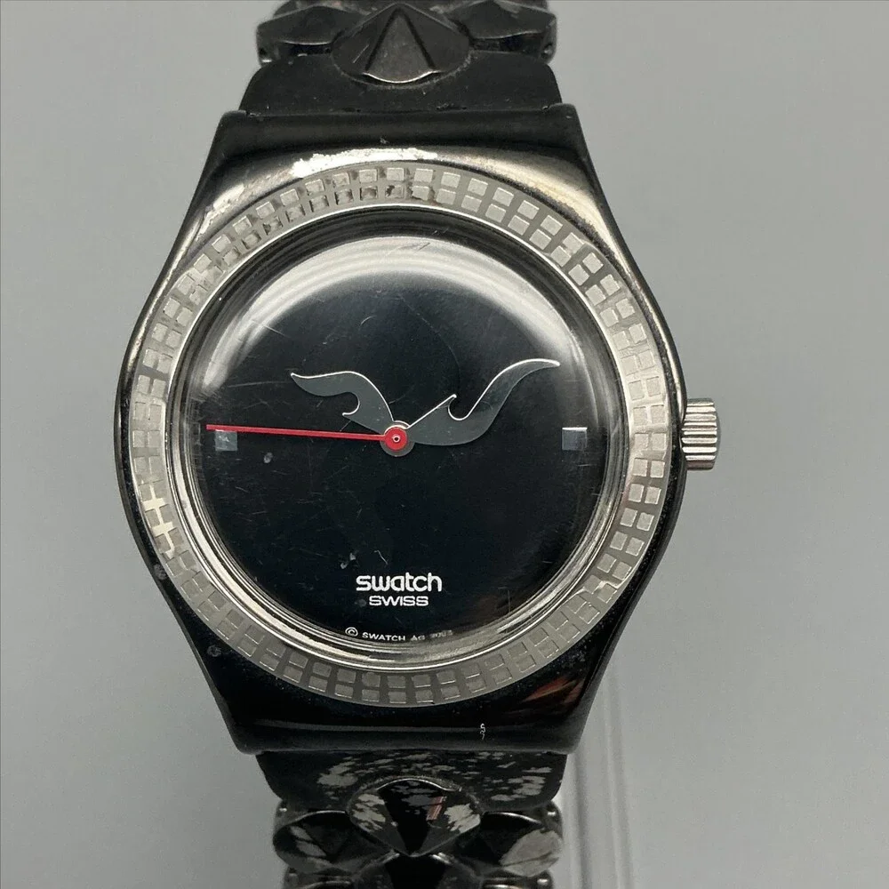 Swatch Irony Medium Midnight Bite Womens Watch 33mm Black New Battery 7.5